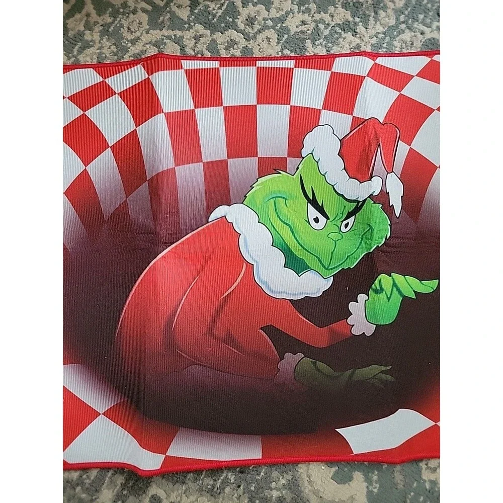 3D Illusion Grinch Christmas Doormat Holiday Decoration Rug 23x35” Dr Seuss